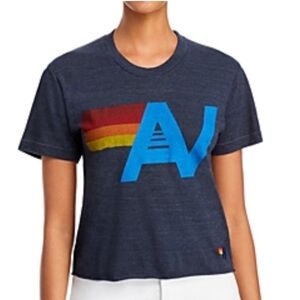 Aviator Nation dark grey Tee with Multicolor Logo